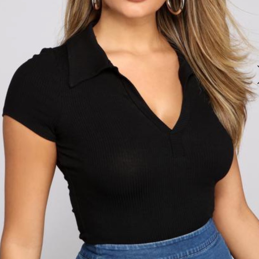 PREPPY AND CHIC COLLARED CROP TOP in WHITE